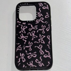 Casetify black iPhone 15 pro phone case with pink bows💗